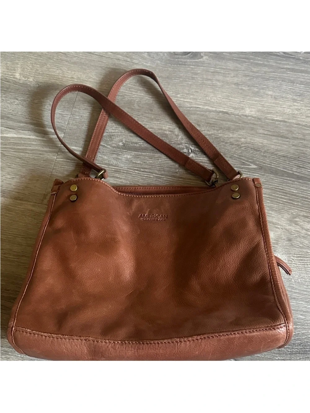 American Heritage Cognac Leather Shoulder Bag